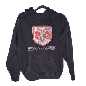 Vintage Y2K Dodge Ram Pullover Hoodie in Black Red Size Large